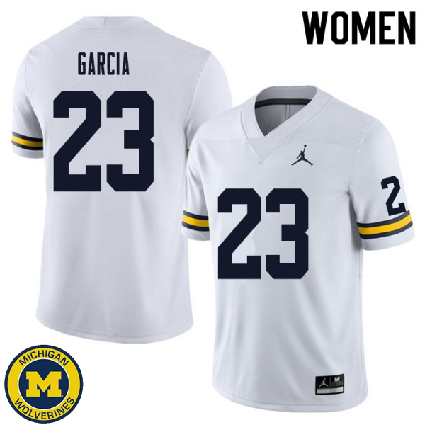 Womens Michigan Wolverines #23 Gaige Garcia White Embroidery Jersey